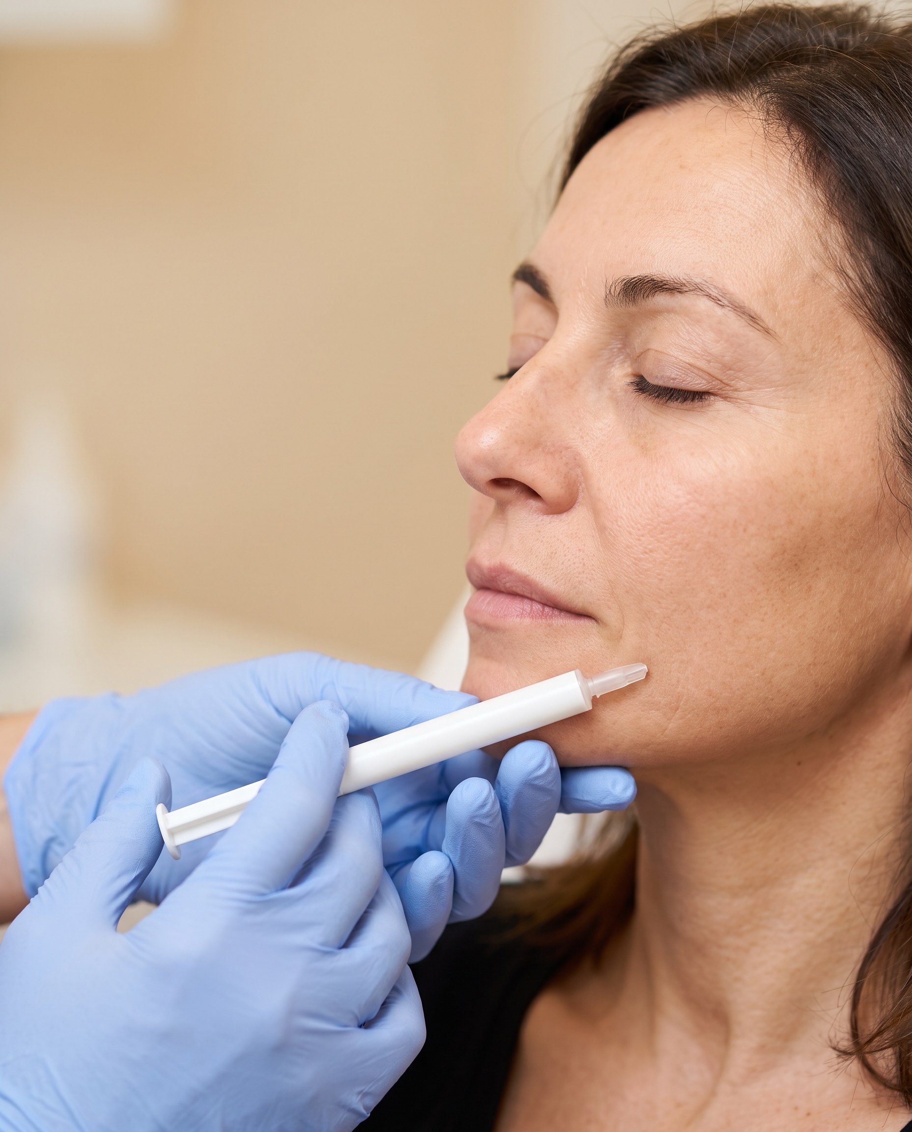 Biostimolazione del viso: un momento della seduta