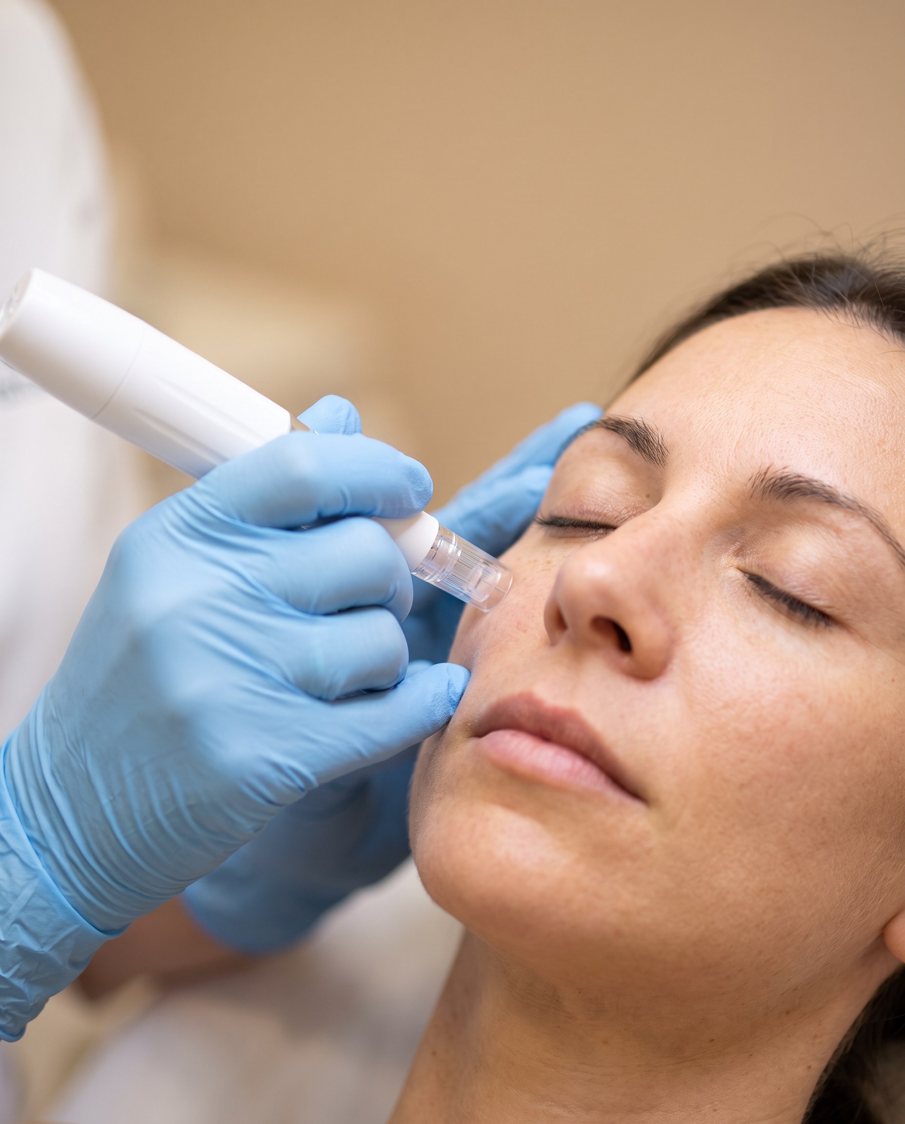Microneedling del viso: un momento della seduta