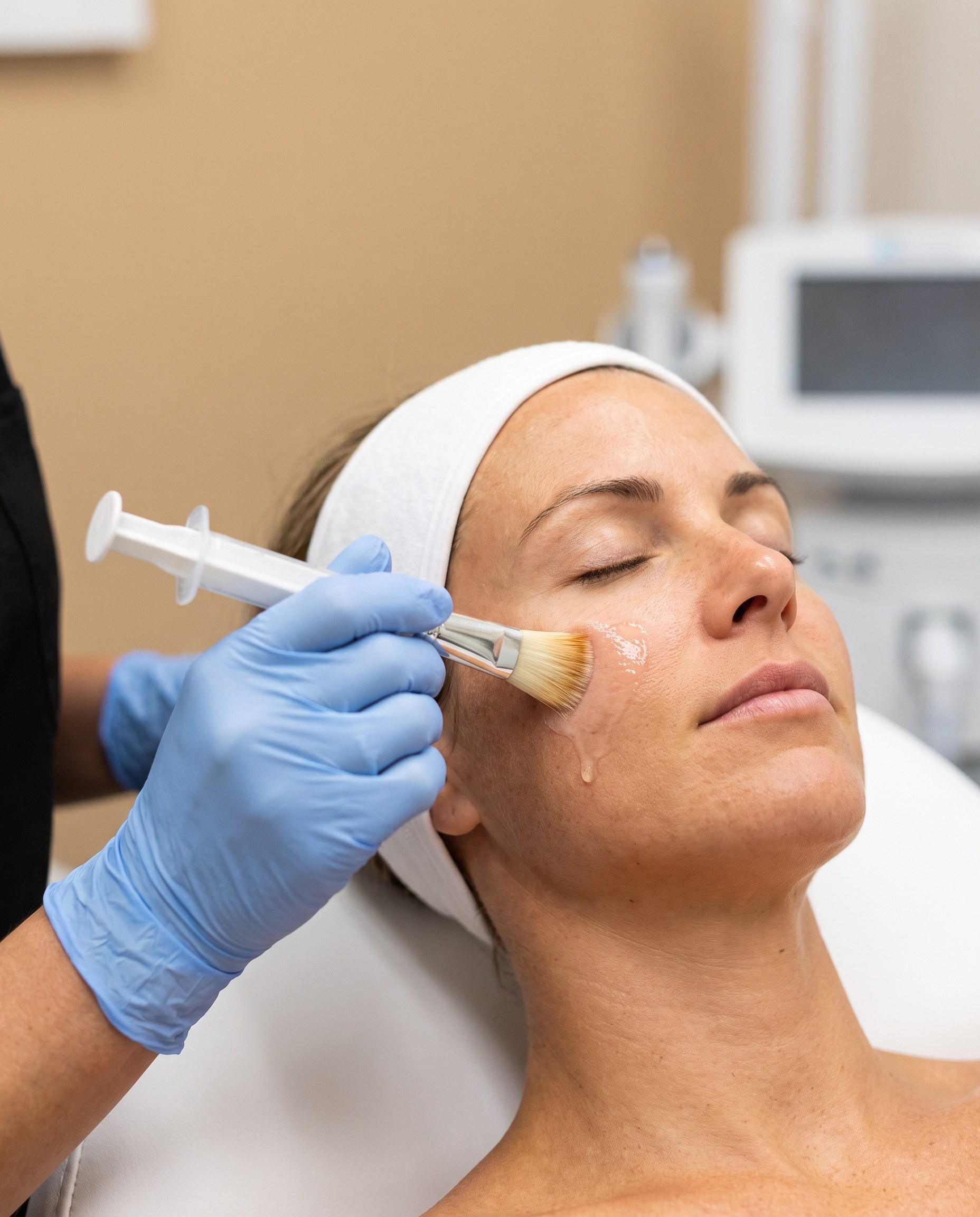 Peeling chimico del viso: un momento della seduta